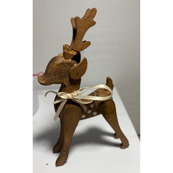 Vintage Wooden Christmas Ornaments Collection Reindeer Rocking Horse Bird House - Picture 5 of 14